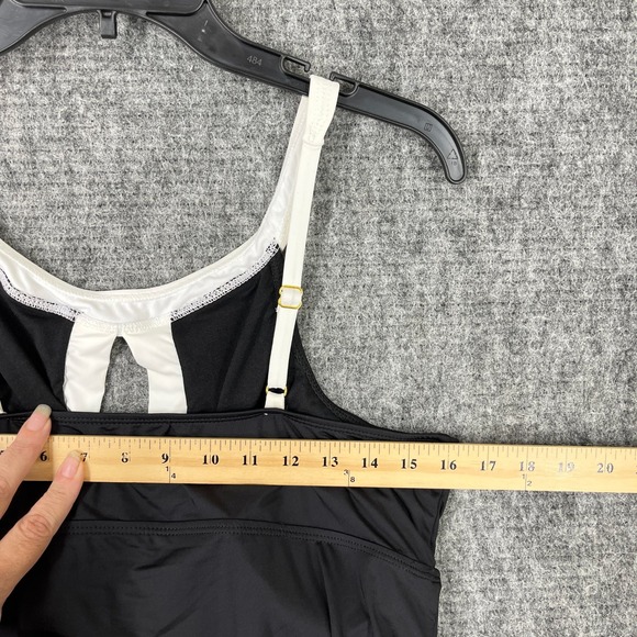 Liz Claiborne Swim Tankini Top Womens XL Black White Keyhole Classic Resortwear - Picture 7 of 10
